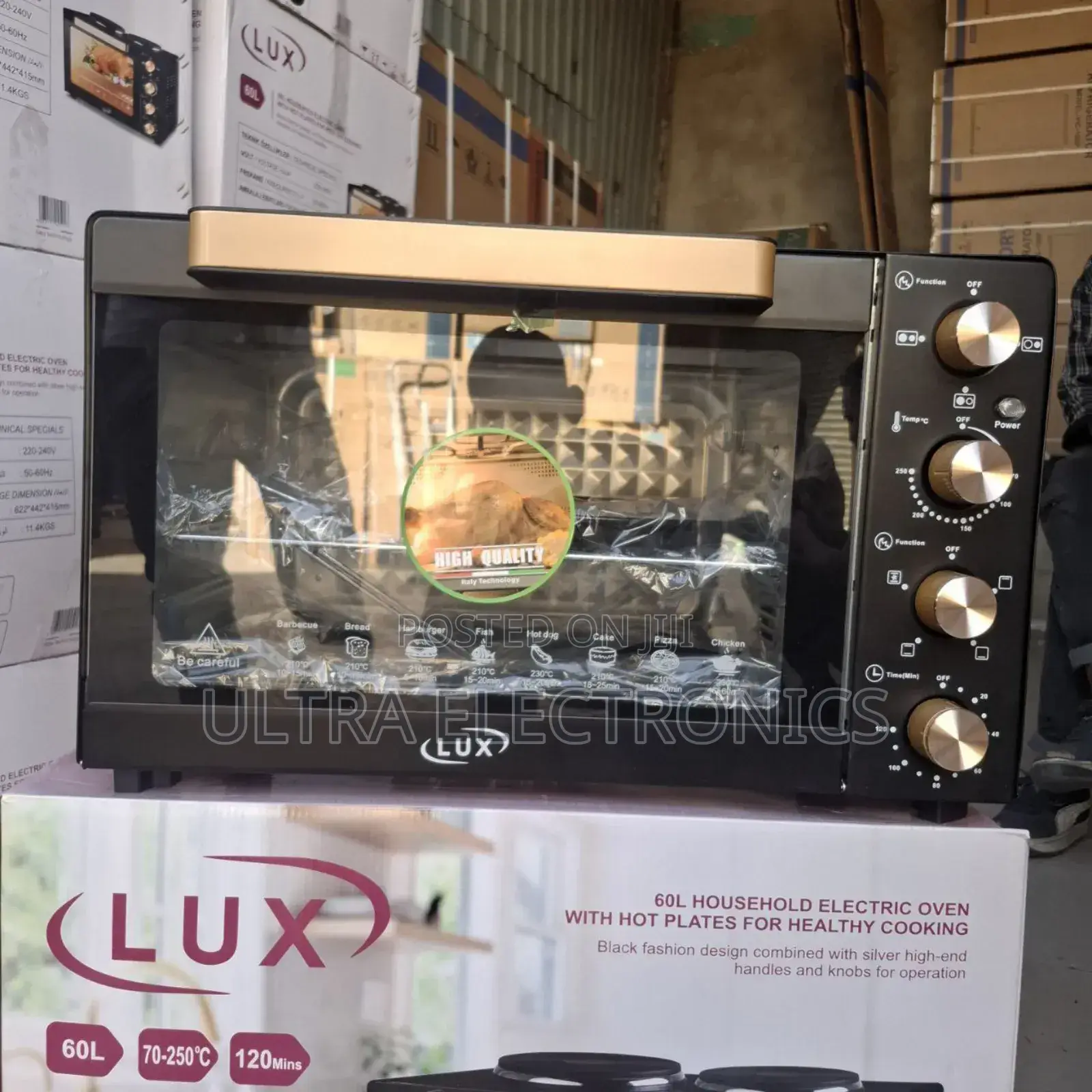Lux 60l Household Electric Oven With Hot Plates.
