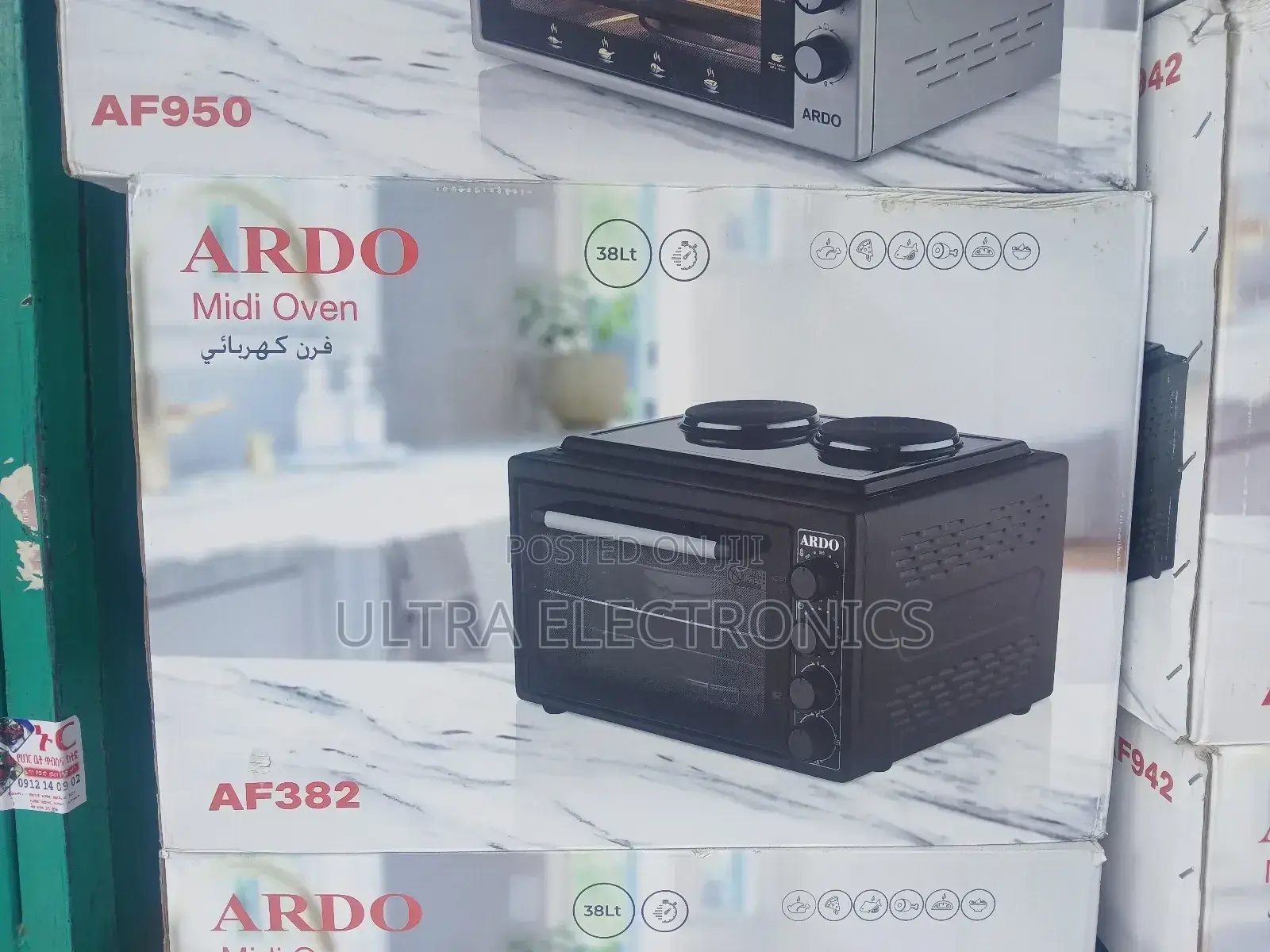 Ardo Af382 38-Liter Electric Mini Oven With a Double Hot Plate.