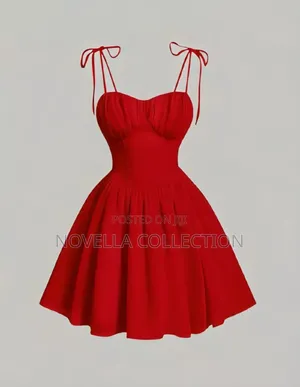 Women's Red Color Dress for Valentines Day Spaghetti Strap Backless
