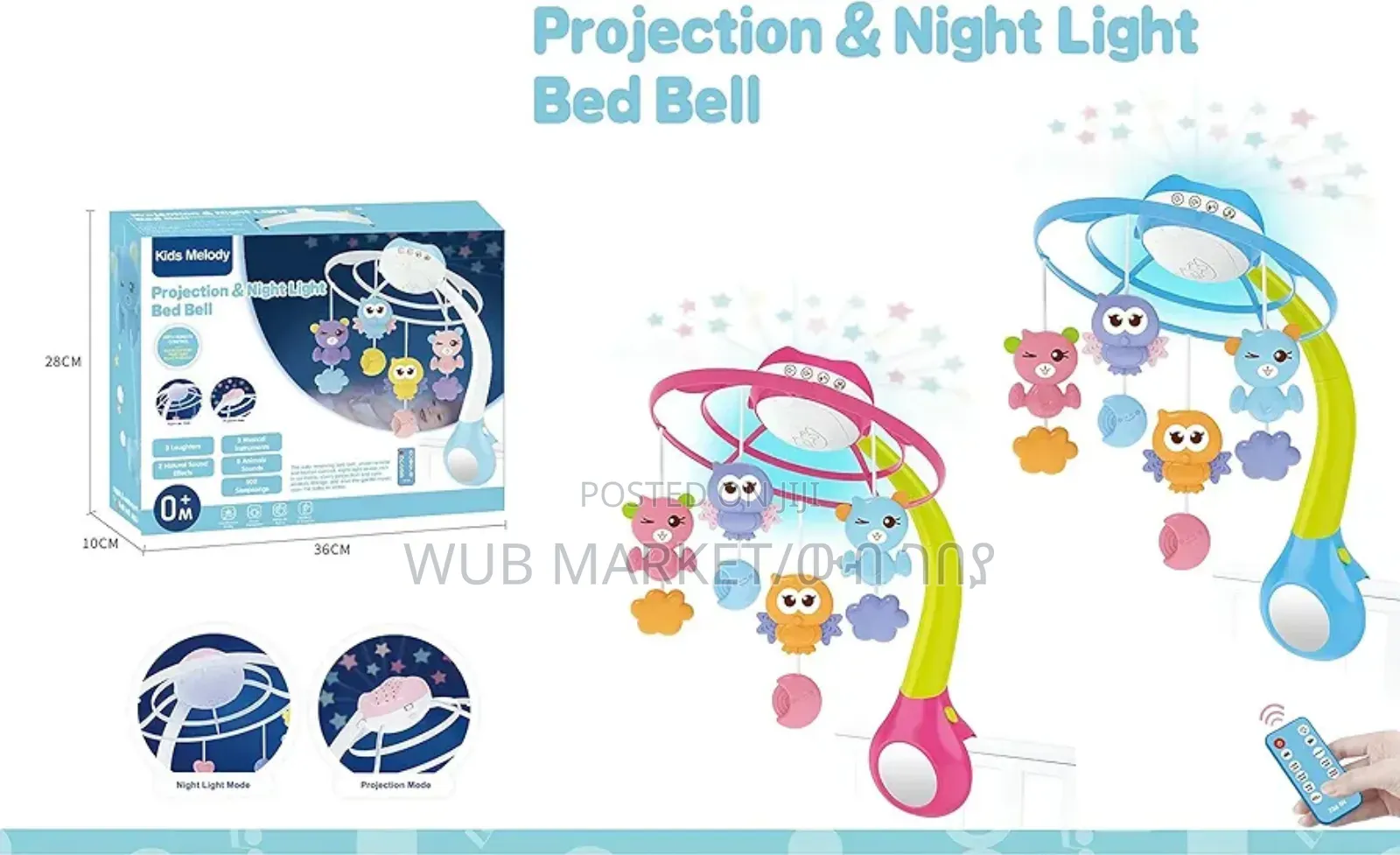 Projection and Night Light Remote Control Bed Bell