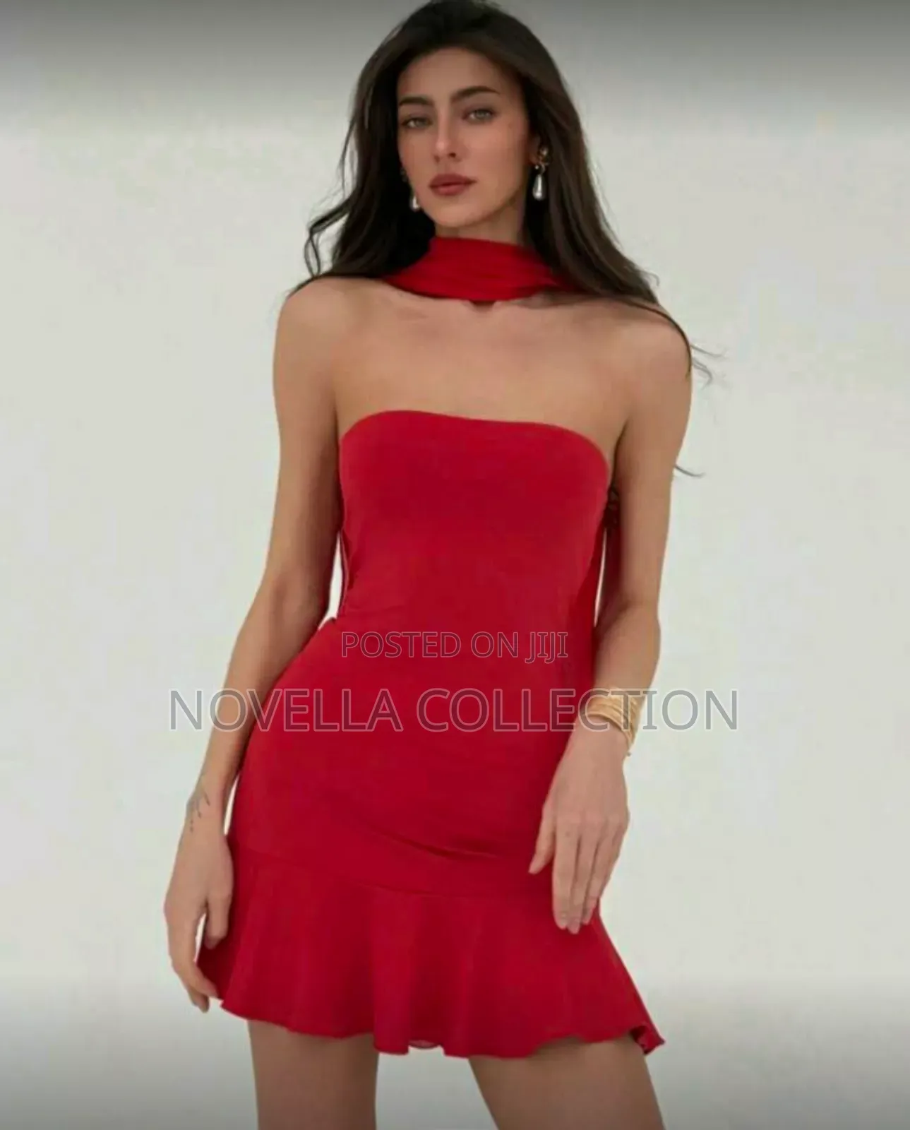 Women's Red Color Dress for Valentines Day Ribbon Bodycon Mini Dress