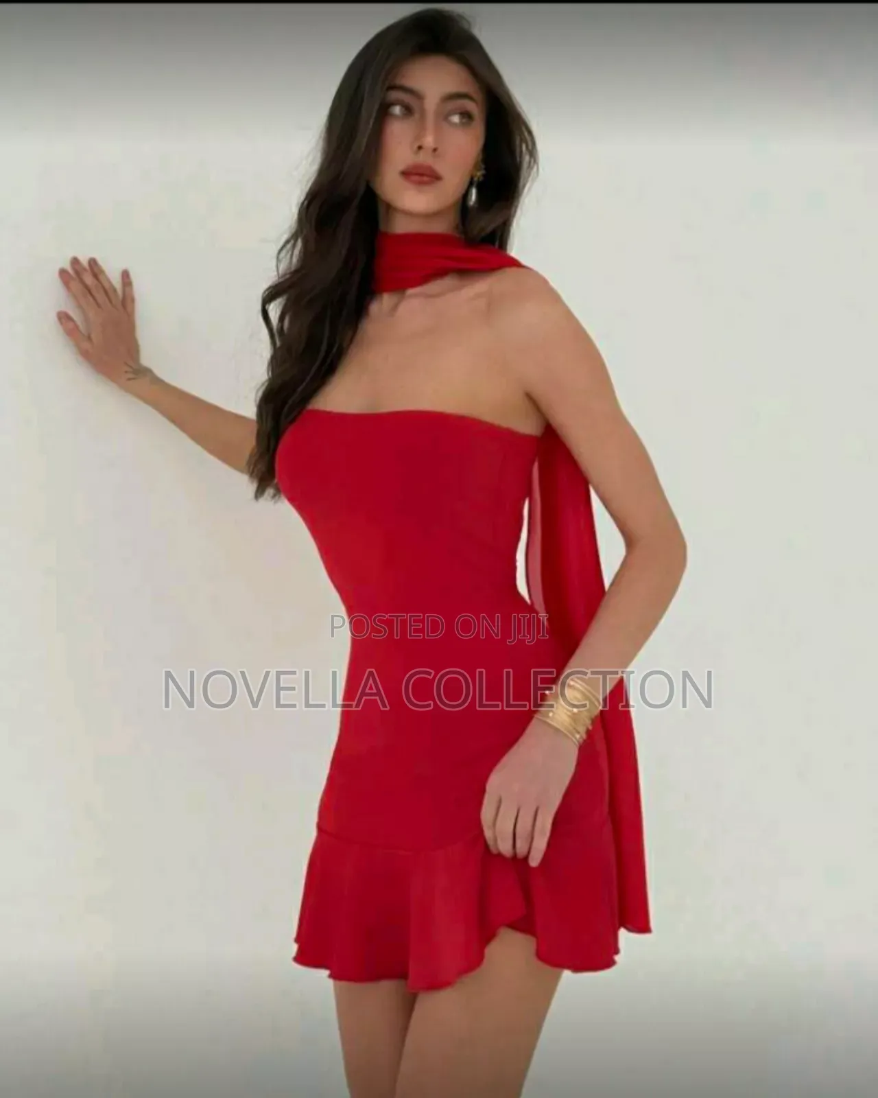 Women's Red Color Dress for Valentines Day Ribbon Bodycon Mini Dress