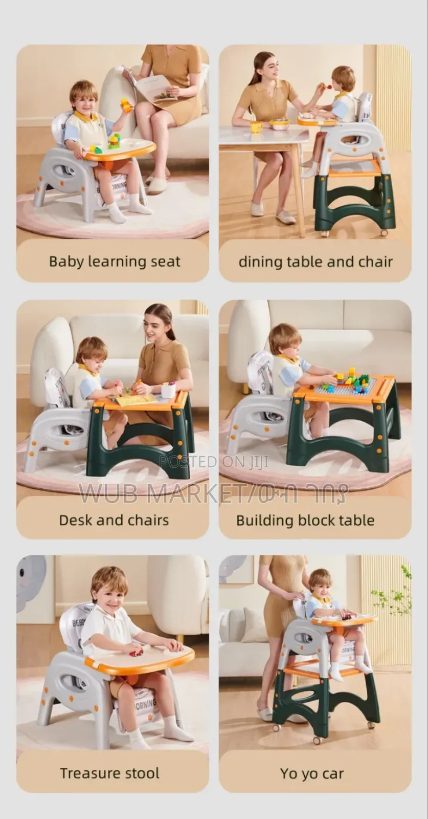 6 in 1 Multifunctional Baby High Chair