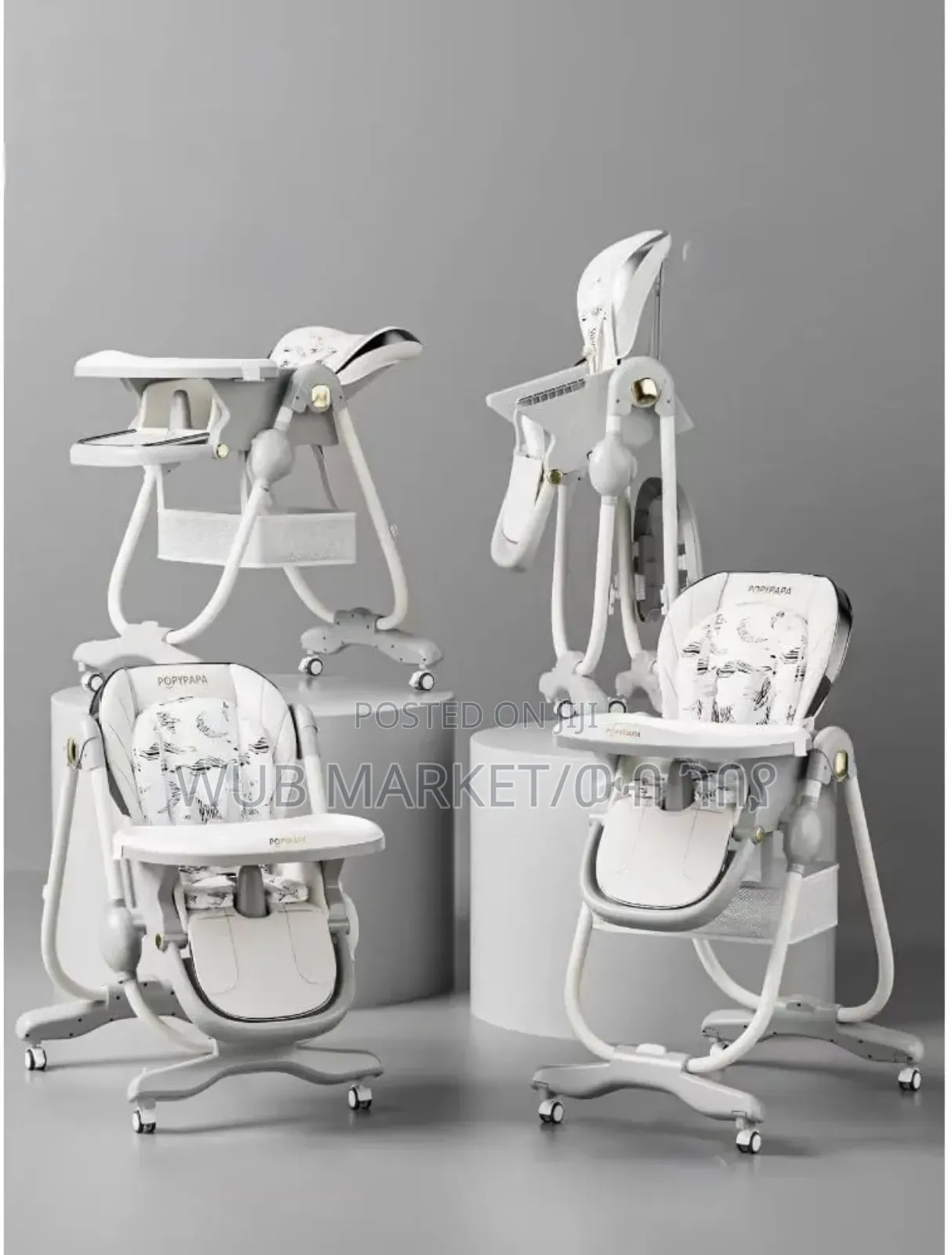Baby High Chair With Wheels and Safety Harbess