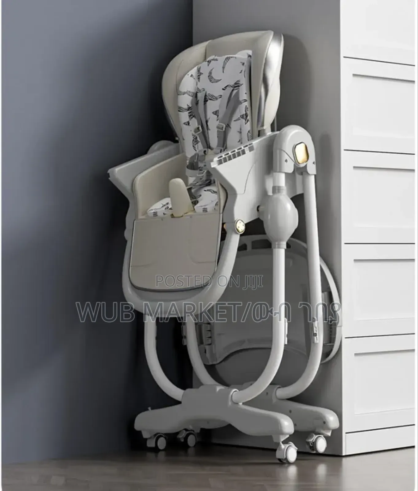 Baby High Chair With Wheels and Safety Harbess