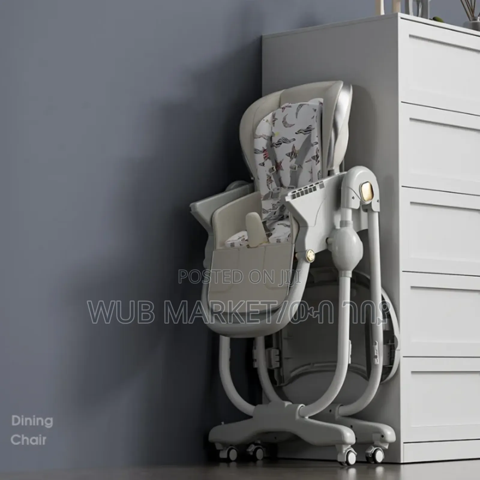 Baby High Chair With Wheels and Safety Harbess