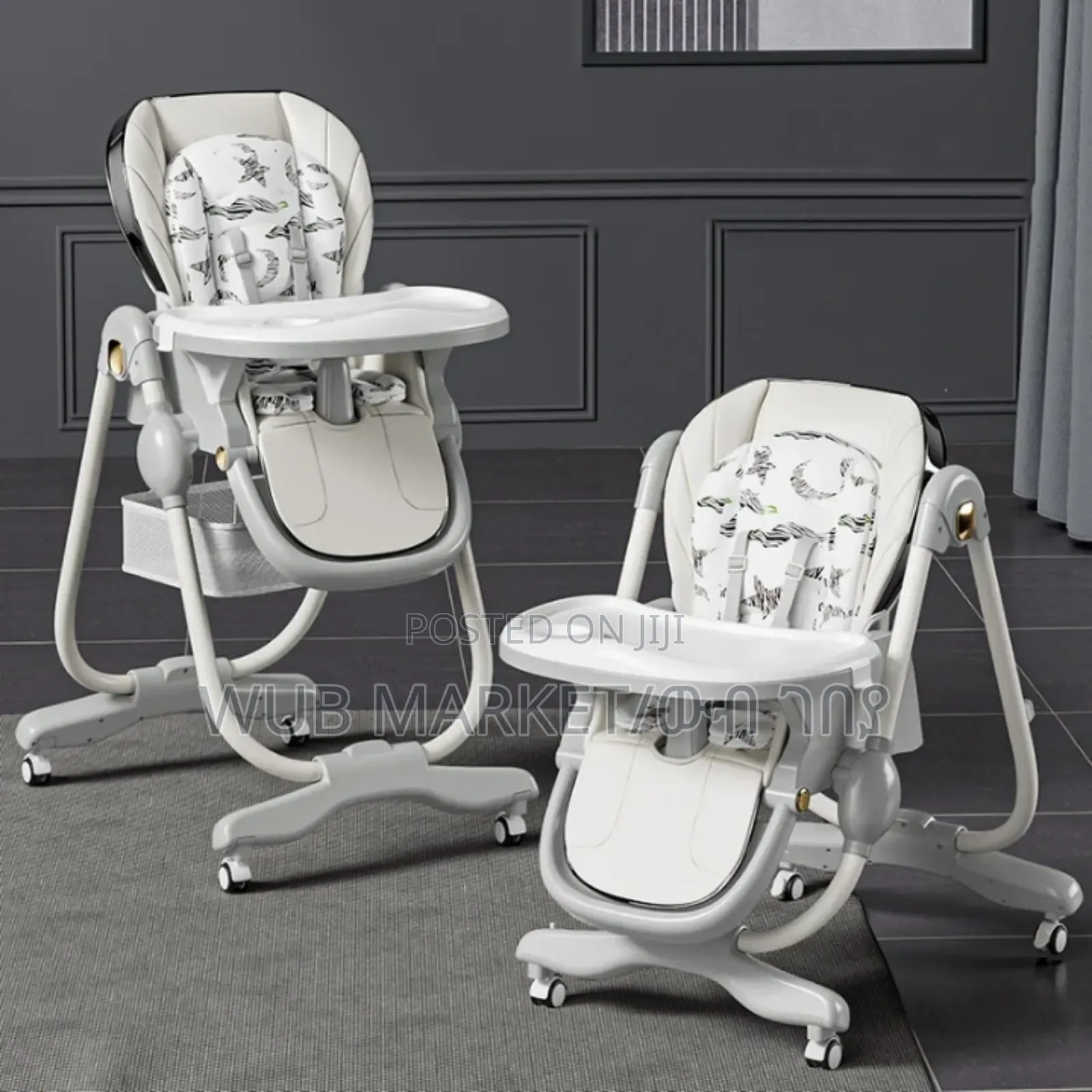 Baby High Chair With Wheels and Safety Harbess