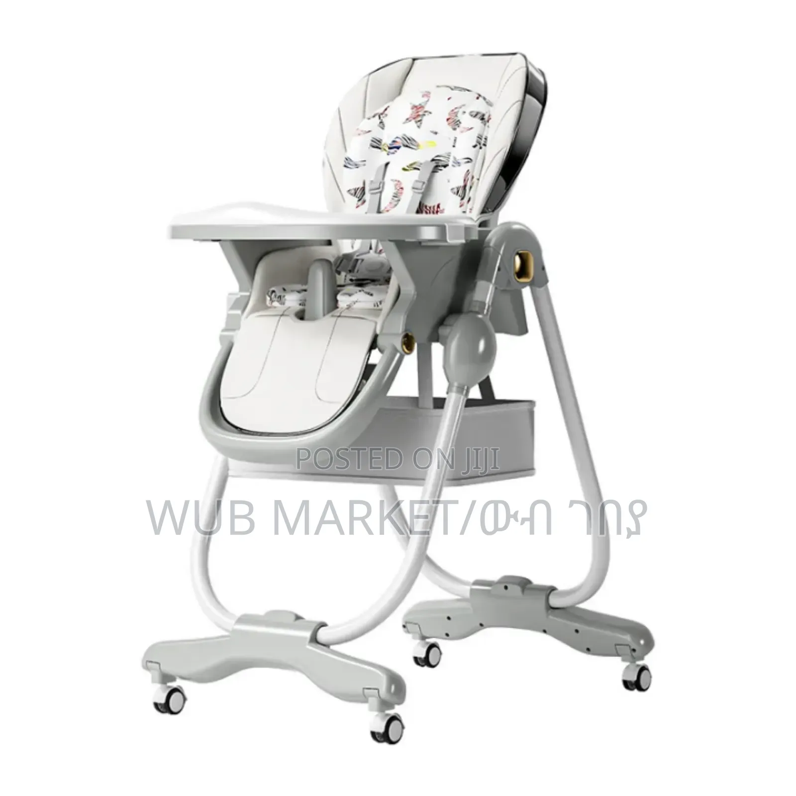 Baby High Chair With Wheels and Safety Harbess