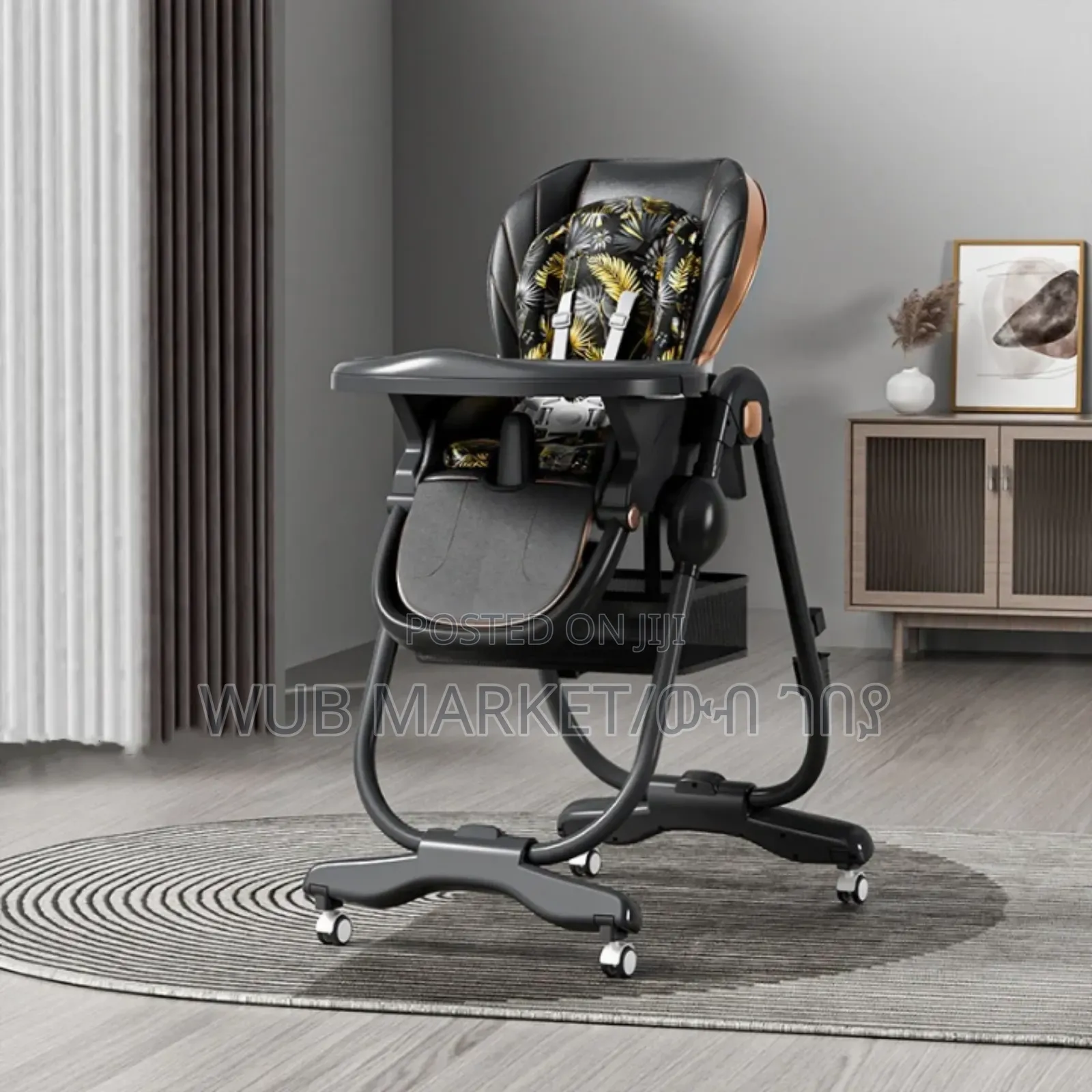 Baby High Chair With Wheels and Safety Harbess