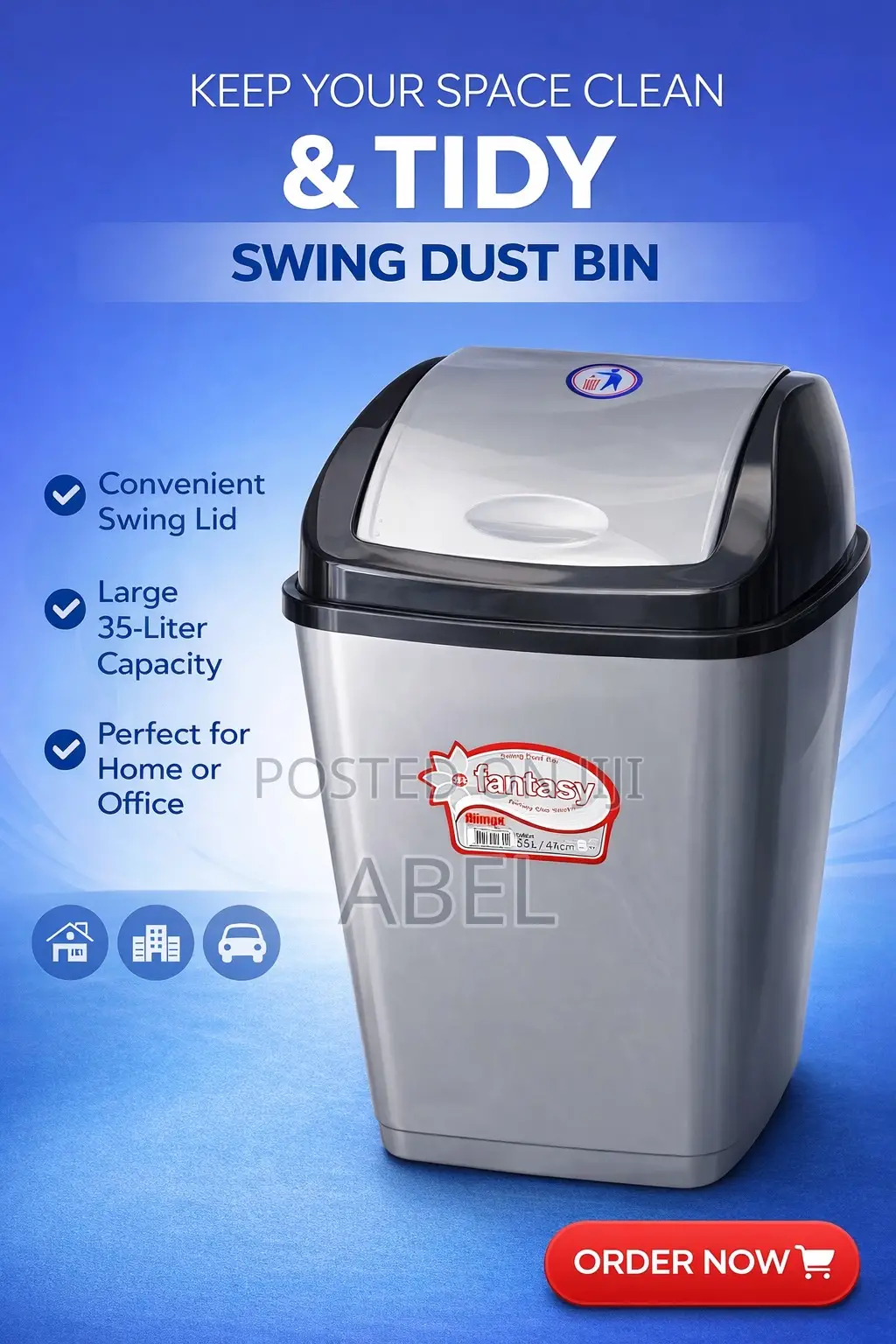 35liter Swing Dust Bin Keep Your Space Clean