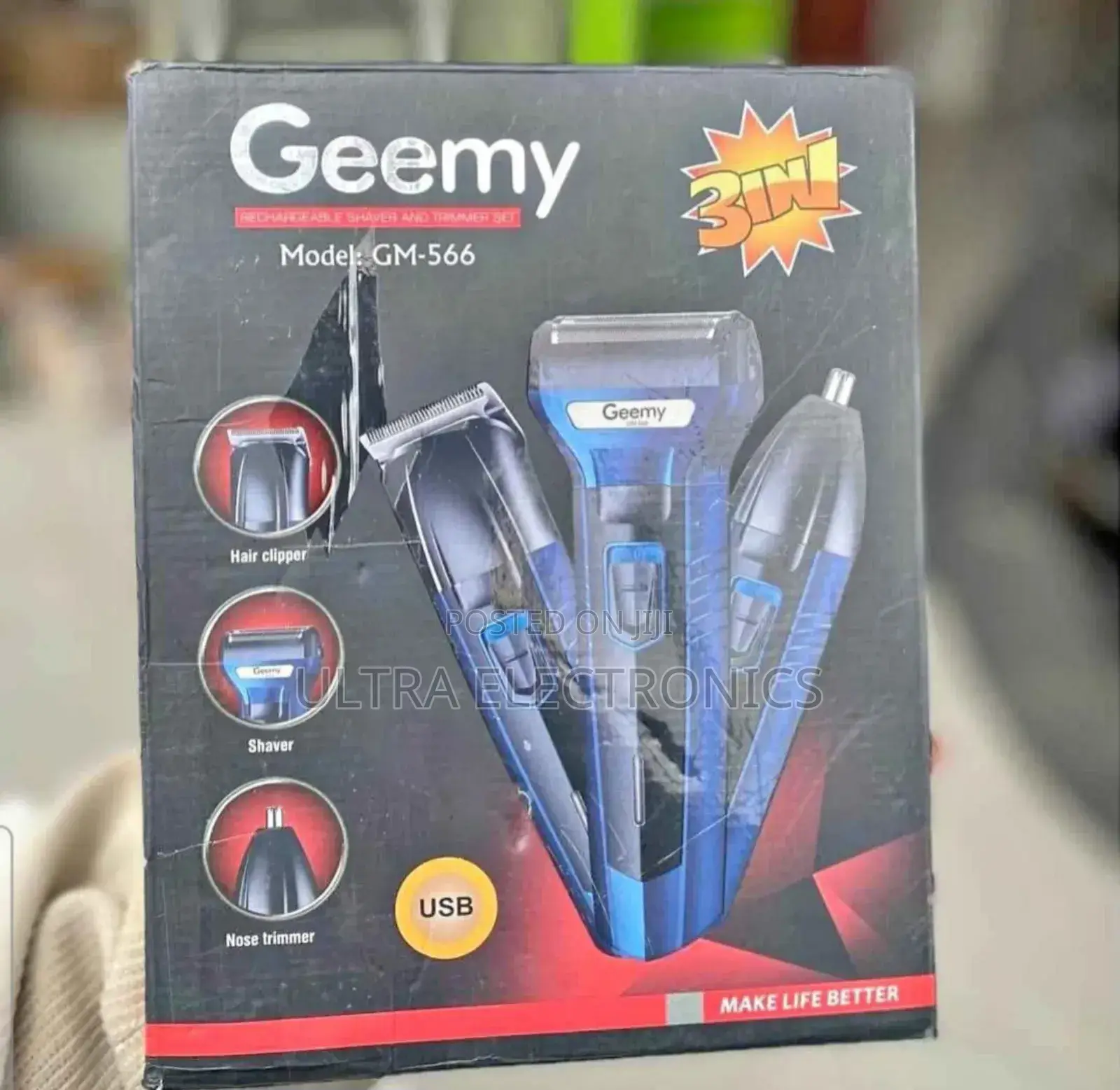 Geemy Gm-566 Rechargeable Shaver and Trimmer Set.