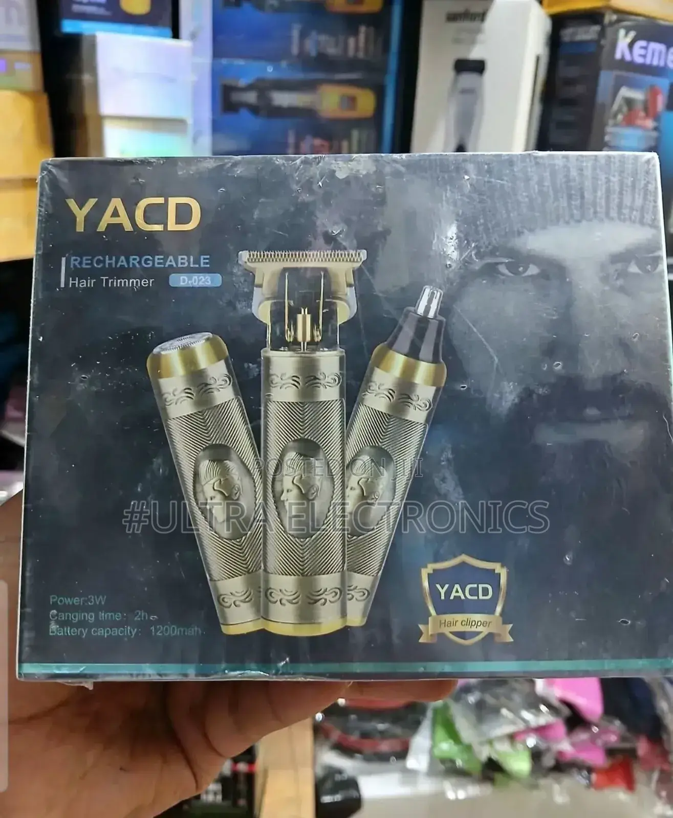 Yacd 3-in-1 Rechargeable Hair Trimmer (Model D-023).