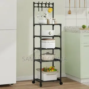 360-degree Rotating Wheels 5-layer Hook Storage Rack