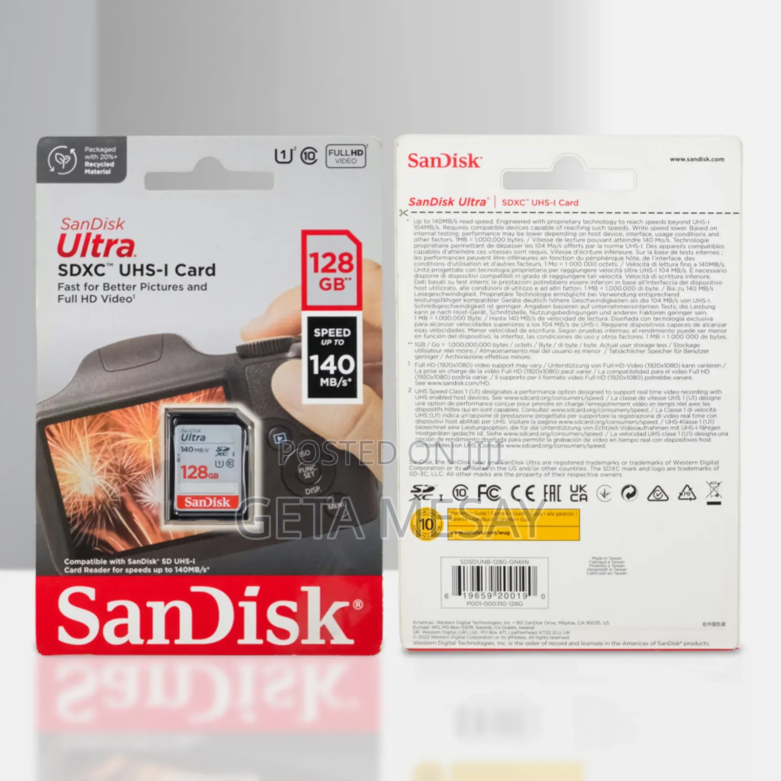 Sandisk Ultra 128gb Memory Card Up to 140mb/S for Camera