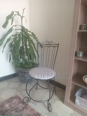 Vintage Bistro Style Wrought Iron Vanity Chair Gray Shimmering Seat