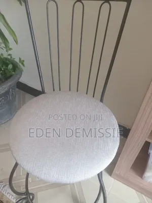 Vintage Bistro Style Wrought Iron Vanity Chair Gray Shimmering Seat