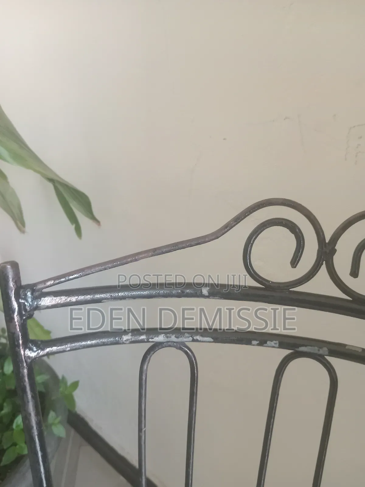 Vintage Bistro Style Wrought Iron Vanity Chair Gray Shimmering Seat