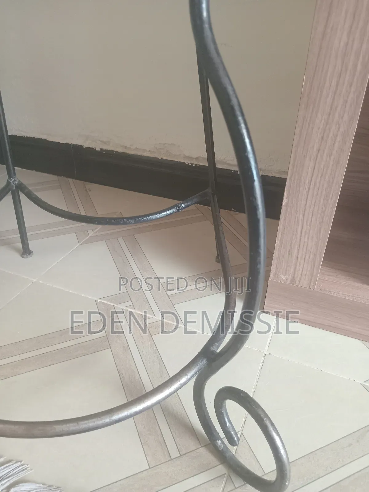 Vintage Bistro Style Wrought Iron Vanity Chair Gray Shimmering Seat