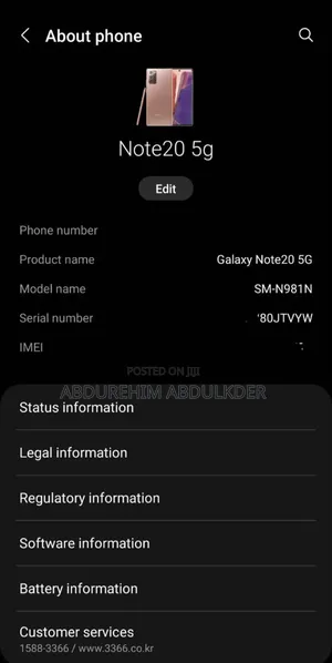 New Samsung Galaxy Note 20 5G 256 GB Gold