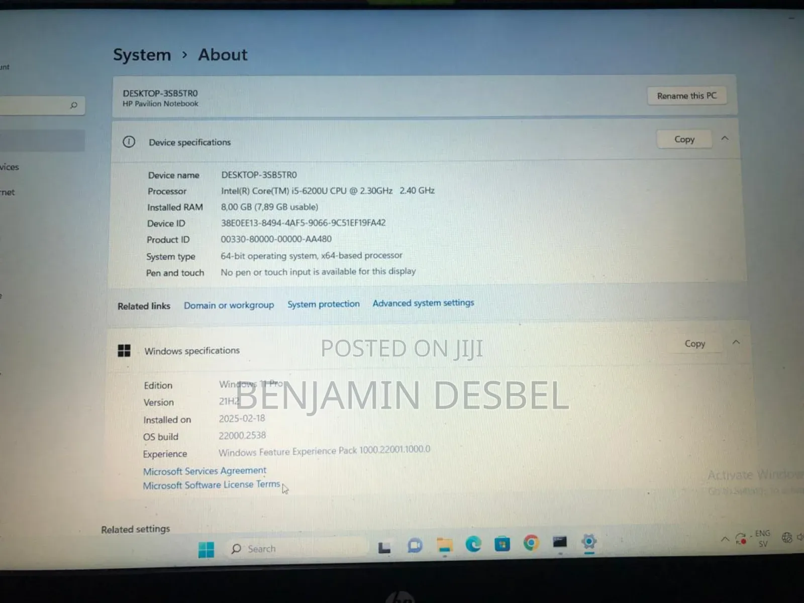 Laptop HP 215 G1 8GB HDD 250GB