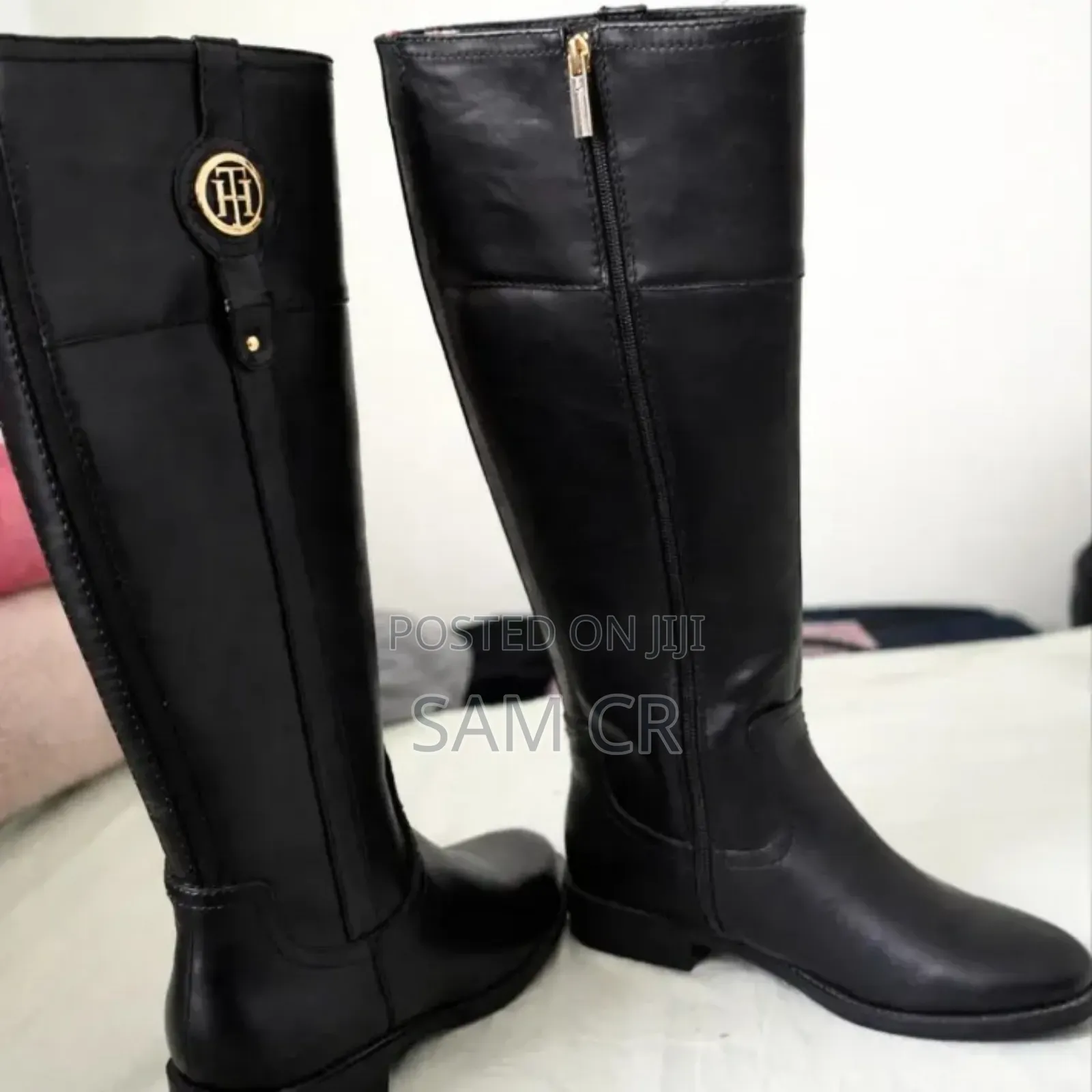 Tommy Hilfiger Women’S Black Faux Leather Boots – Knee High