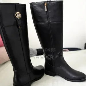 Tommy Hilfiger Women’S Black Faux Leather Boots – Knee High