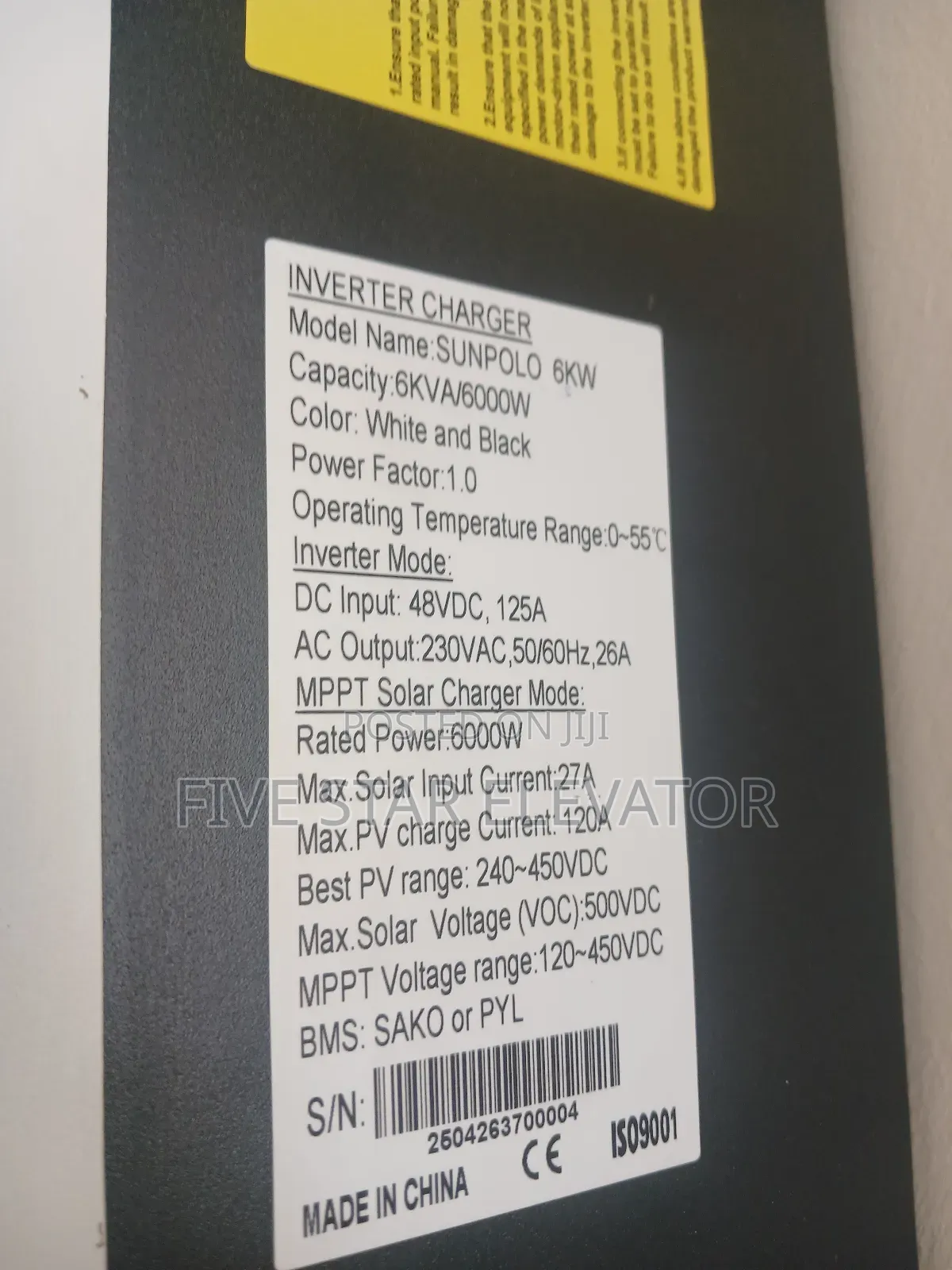 Solar Energy System 6kw Sako Inverter, 51.2v 100ah Battery