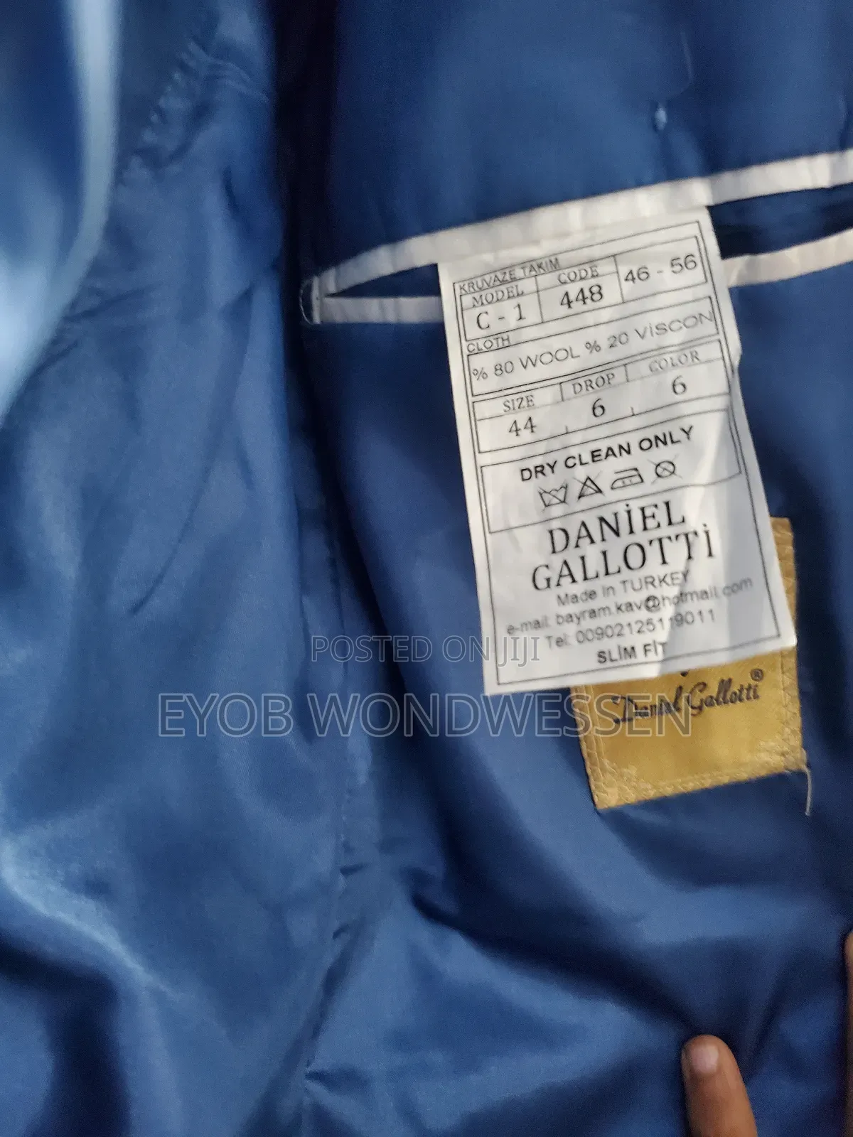 Daniel Gallotti Suit Made in Turkey Size 44