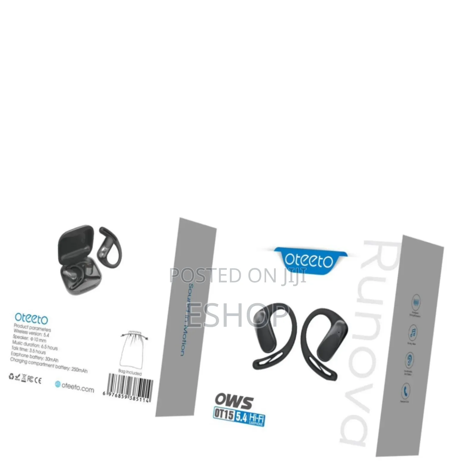 Oteeto Runova Running Headphones – Air Conduction, Touch Panel,