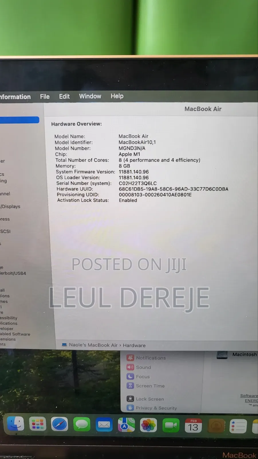 New Laptop Apple MacBook Air 2020 M1 8GB SSHD+SSD 256GB