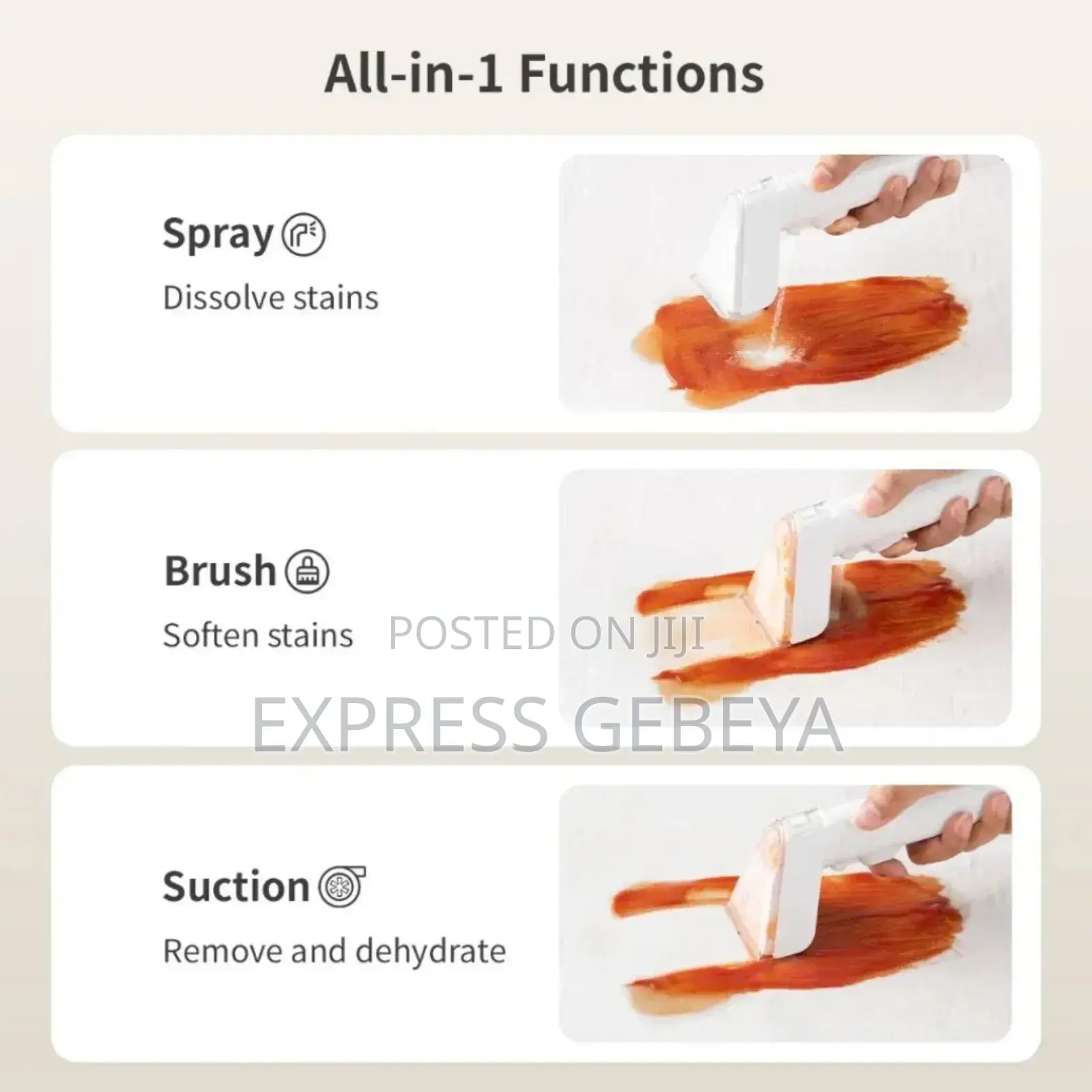 Light Sofa and Carpet Spot Vacuum Cleaner ከቦታ ቦታ ተንቀሳቃሽ ምንጣፍ ማፅጃ