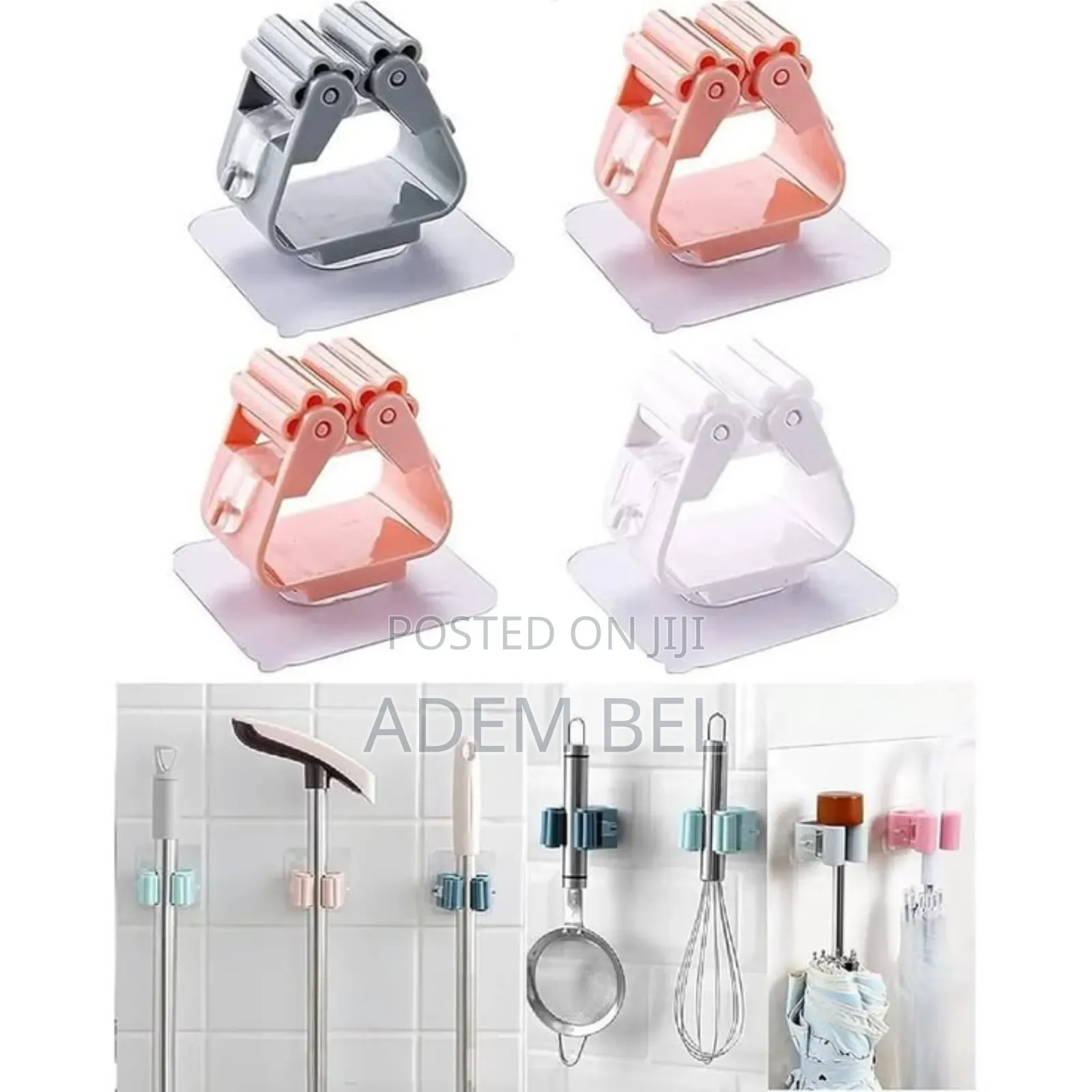 2pcs Punch-Free Wall-Mounted Strong Mop Hook