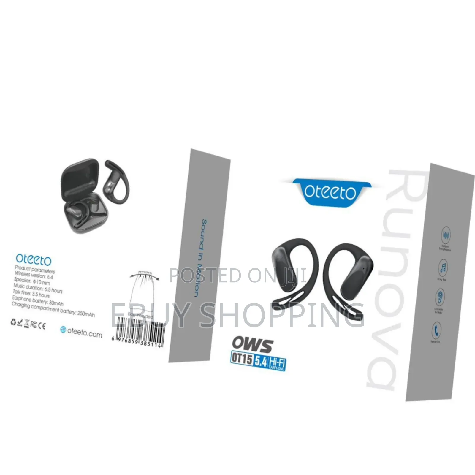 Oteeto Runova Air Conduction Earphones – Bluetooth 5.4, Secure Fit,
