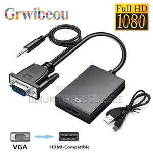 Vga to Hdmi-Compatible Converter Cable Adapter 1080p Audio Power Input