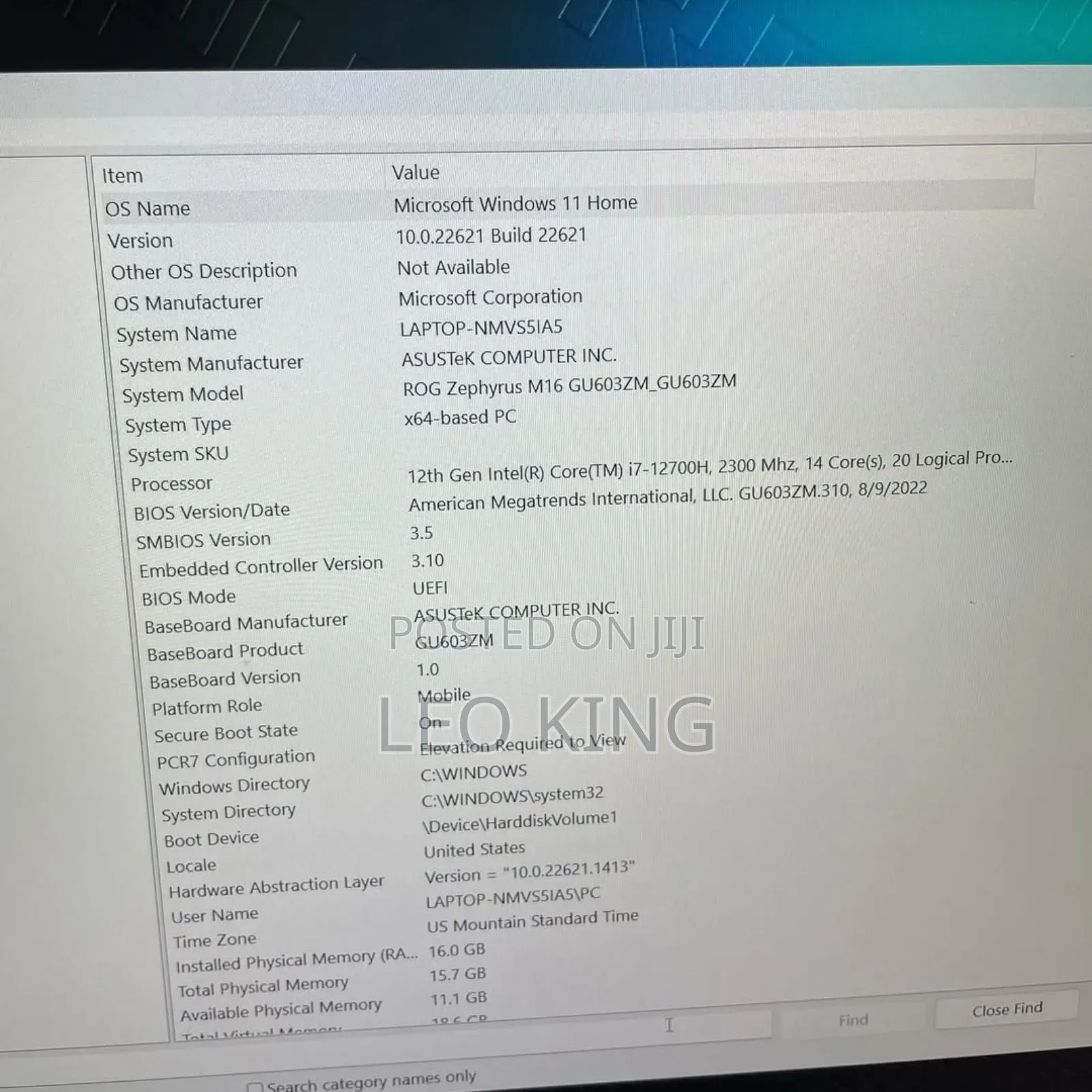 New Laptop Asus ROG Zephyrus M16 GU603HR 16GB Intel Core I7 SSD 512GB