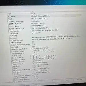 New Laptop Asus ROG Zephyrus M16 GU603HR 16GB Intel Core I7 SSD 512GB