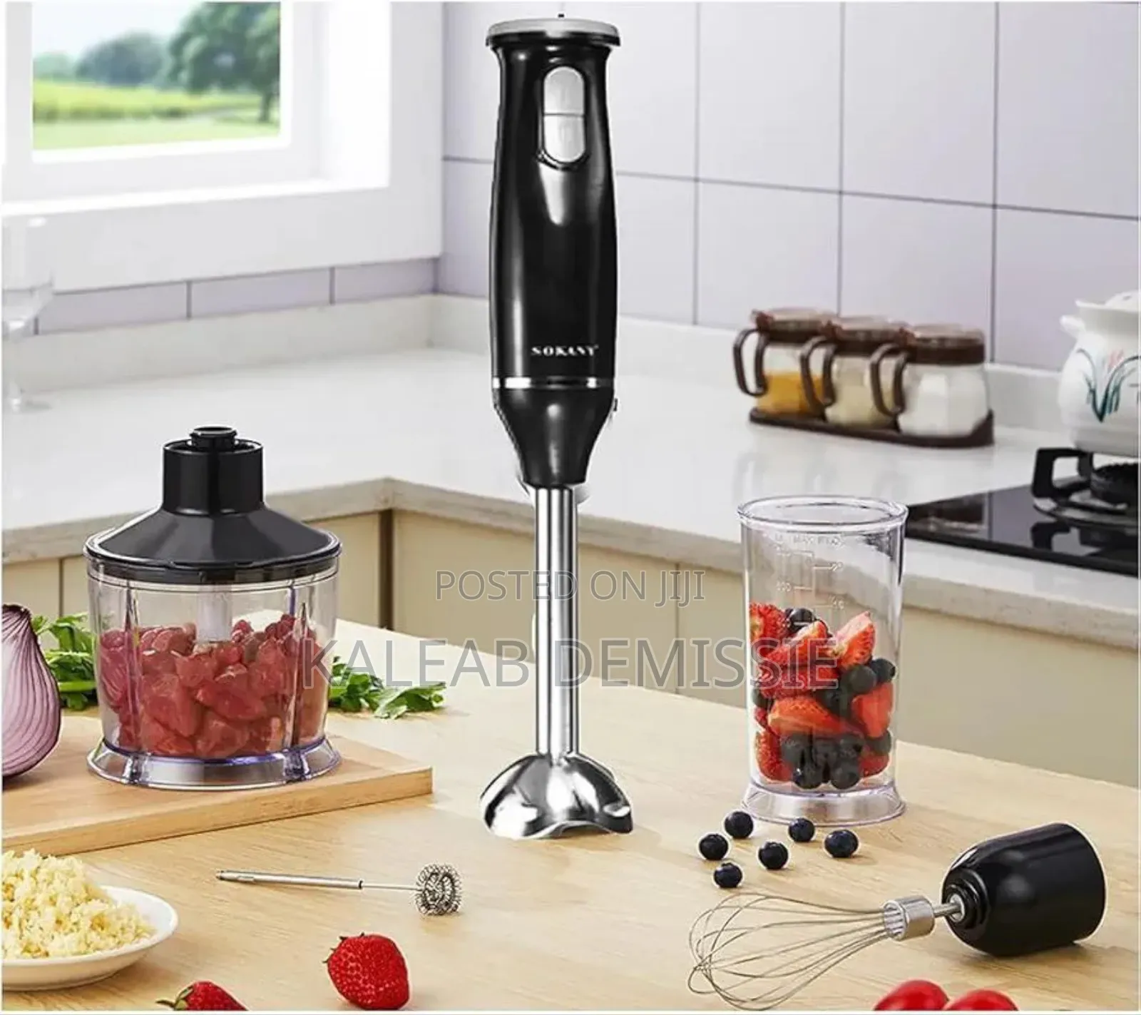 Sokany 5 in 1 Hand Blender ጁስ፣ሽንኩርት፣ ስጋ እና አትክልቶችን