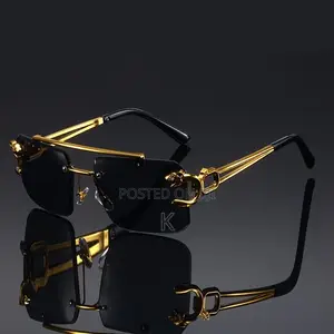 Metal Leopard Rimless Sunglasse