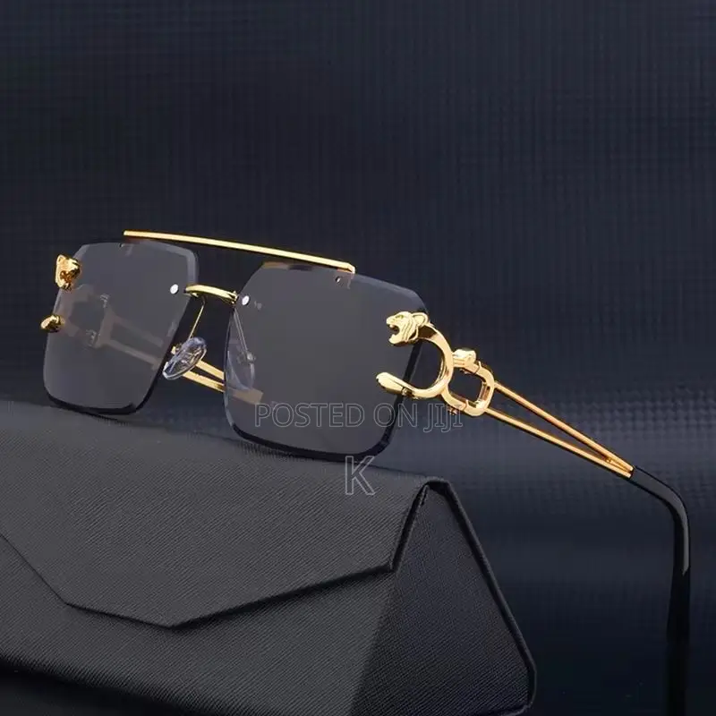 Metal Leopard Rimless Sunglasse