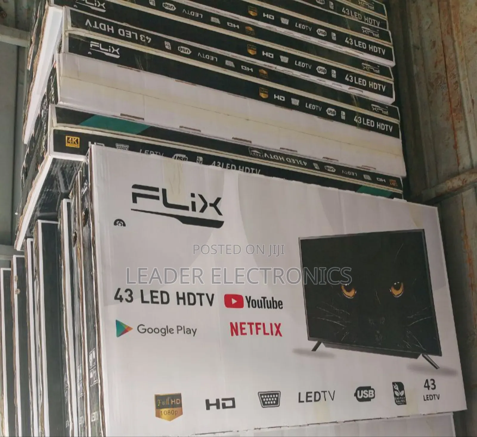 Flix Tv 43" Smart Android Tv New Arrival Double Glass