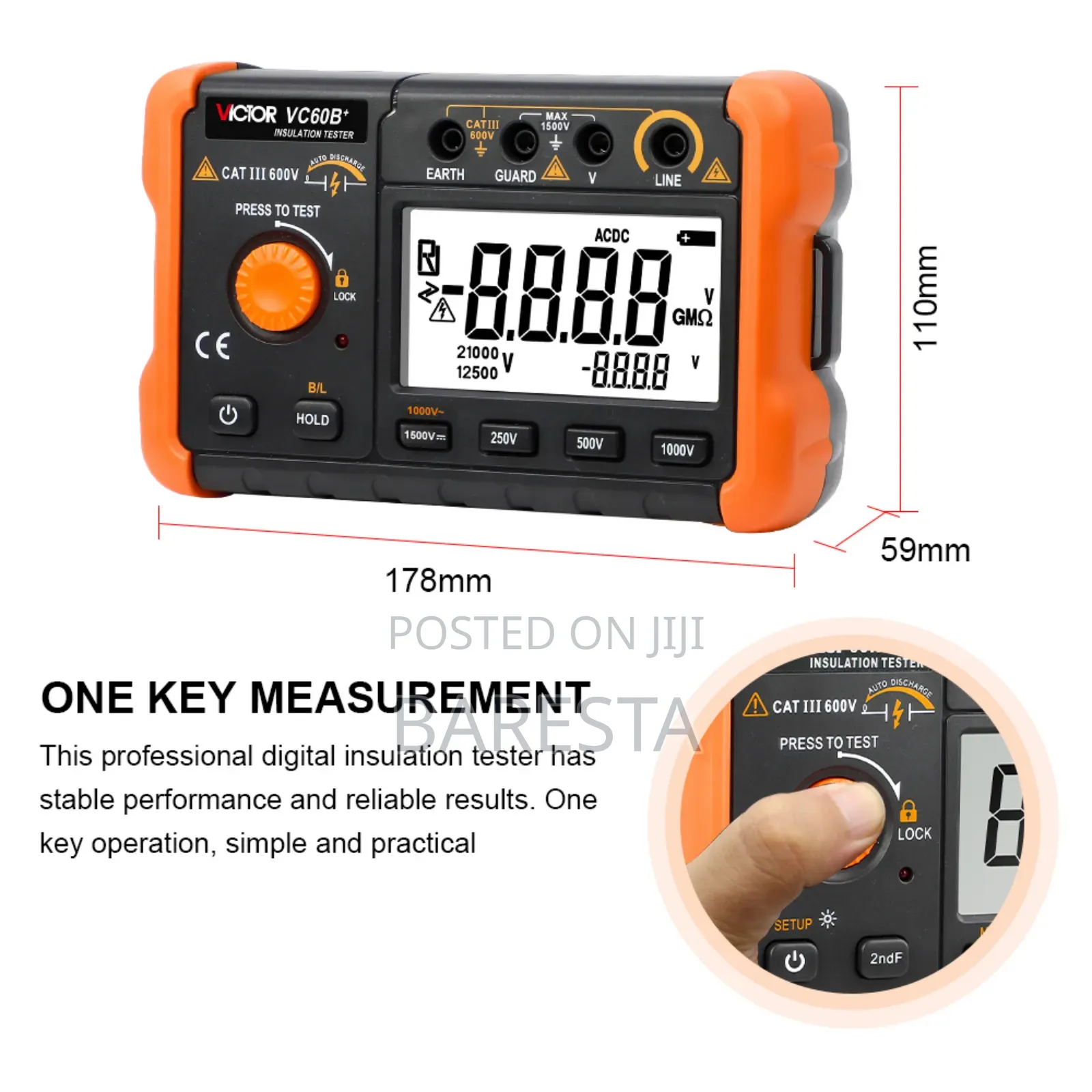 Victor Vc60b+ Digital Insulation Resistance Tester (1000v/20gω