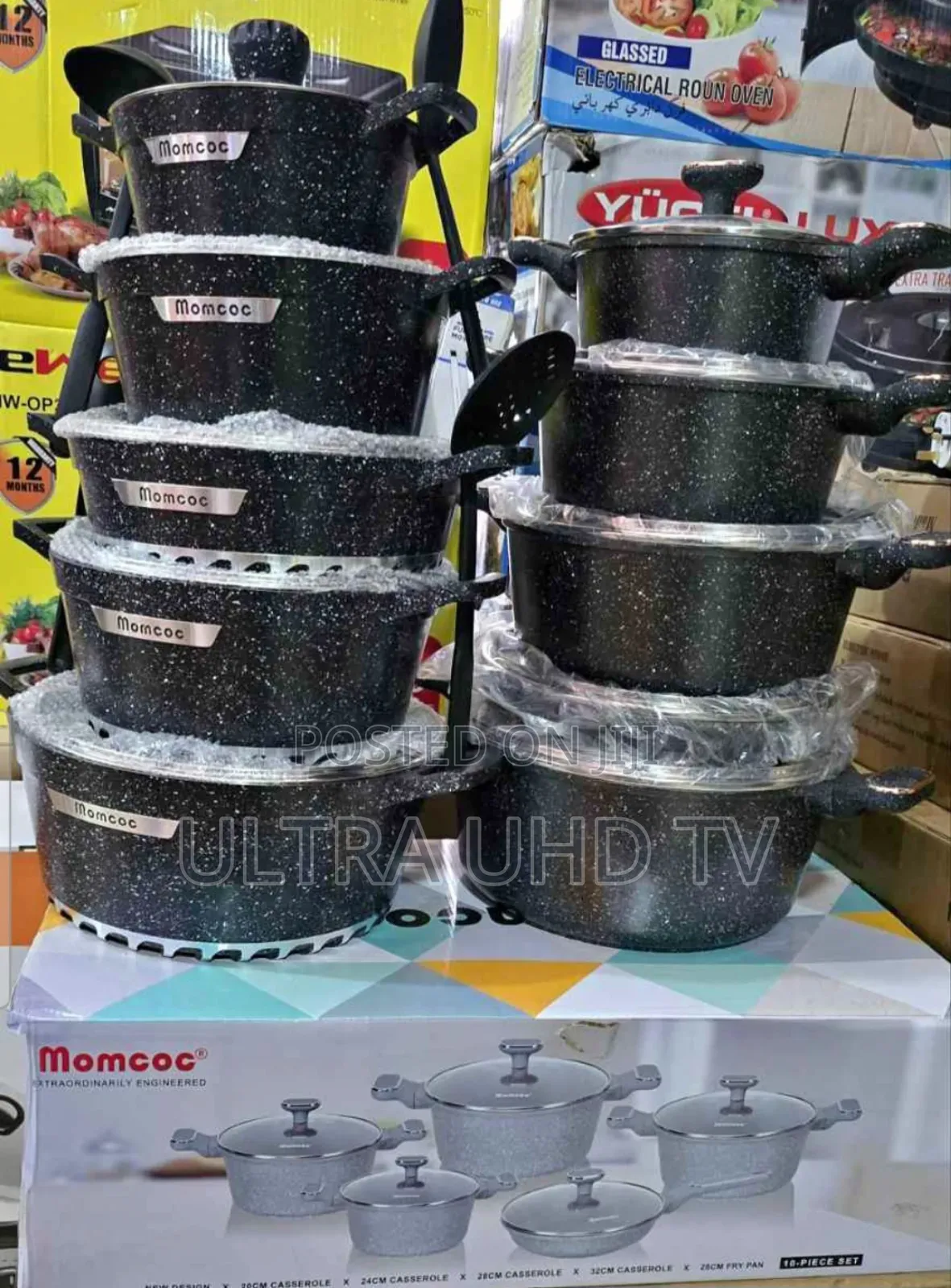 Momcoc 10-piece Granite Cookware Set, Featuring A Black Speckled