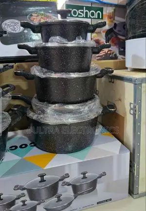 Momcoc 5-Piece Granite Cookware Set, Featuring a Black Speckled