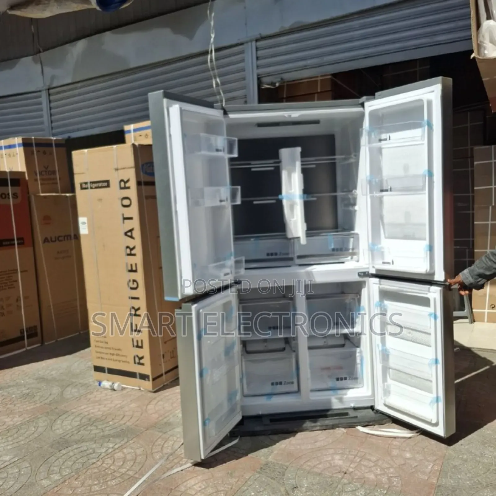 Boss Sharp 4-Door French Door Refrigerator in Brushed Stainless Steel