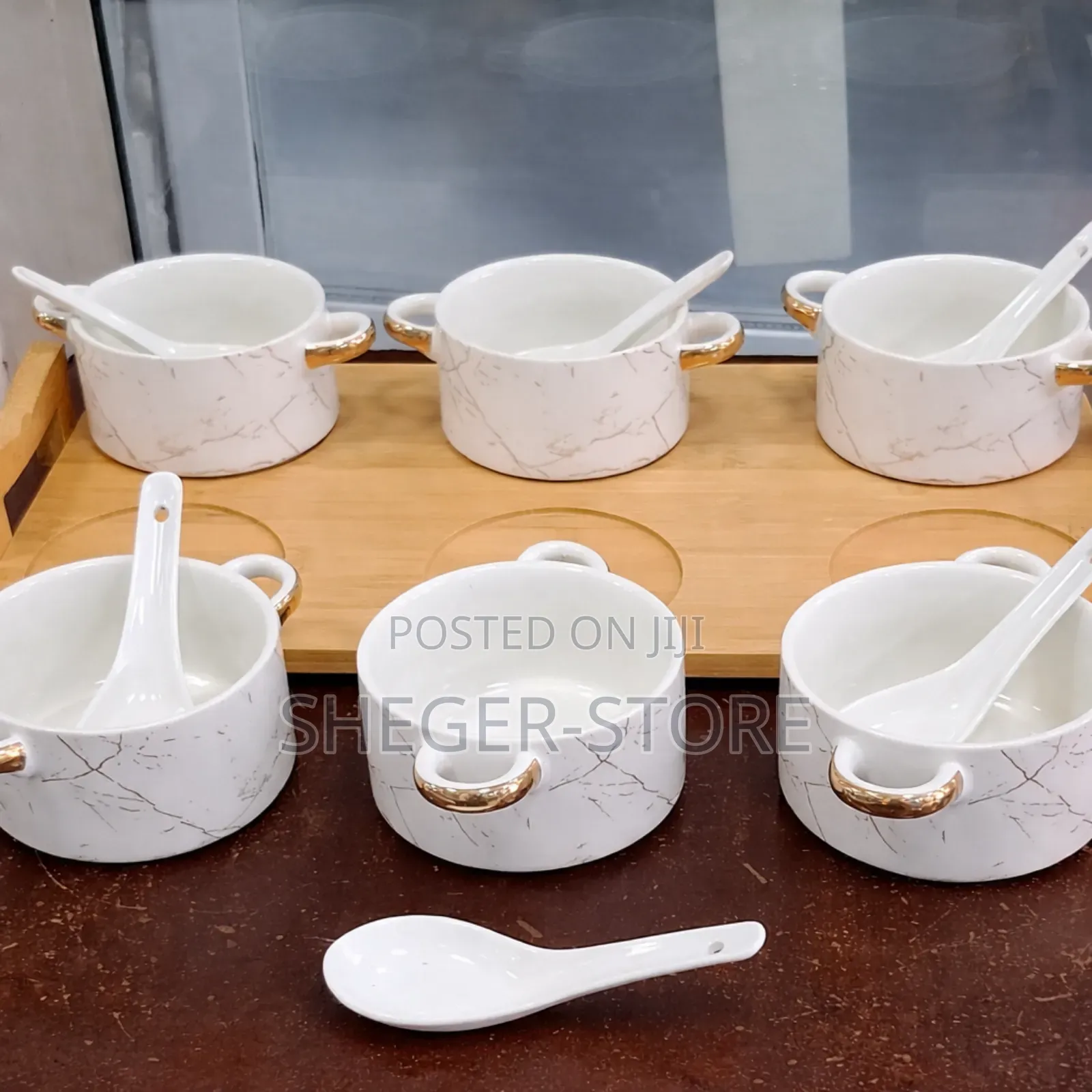 Lexury 3 M Soup And Sauce Ceramic Bowel (ስድስት ሳህኖች ከማንኪያ ጋር)