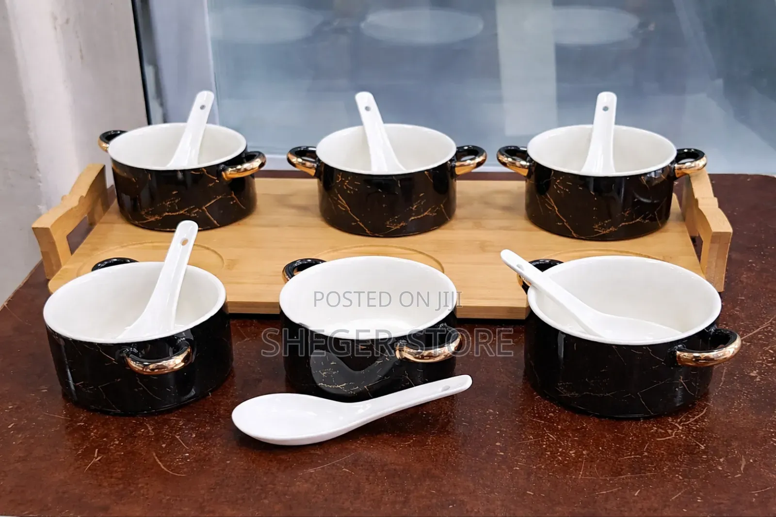 Lexury 3 M Soup And Sauce Ceramic Bowel (ስድስት ሳህኖች ከማንኪያ ጋር)