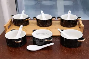 Lexury 3 M Soup And Sauce Ceramic Bowel (ስድስት ሳህኖች ከማንኪያ ጋር)