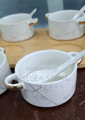 Lexury 3 M Soup And Sauce Ceramic Bowel (ስድስት ሳህኖች ከማንኪያ ጋር)