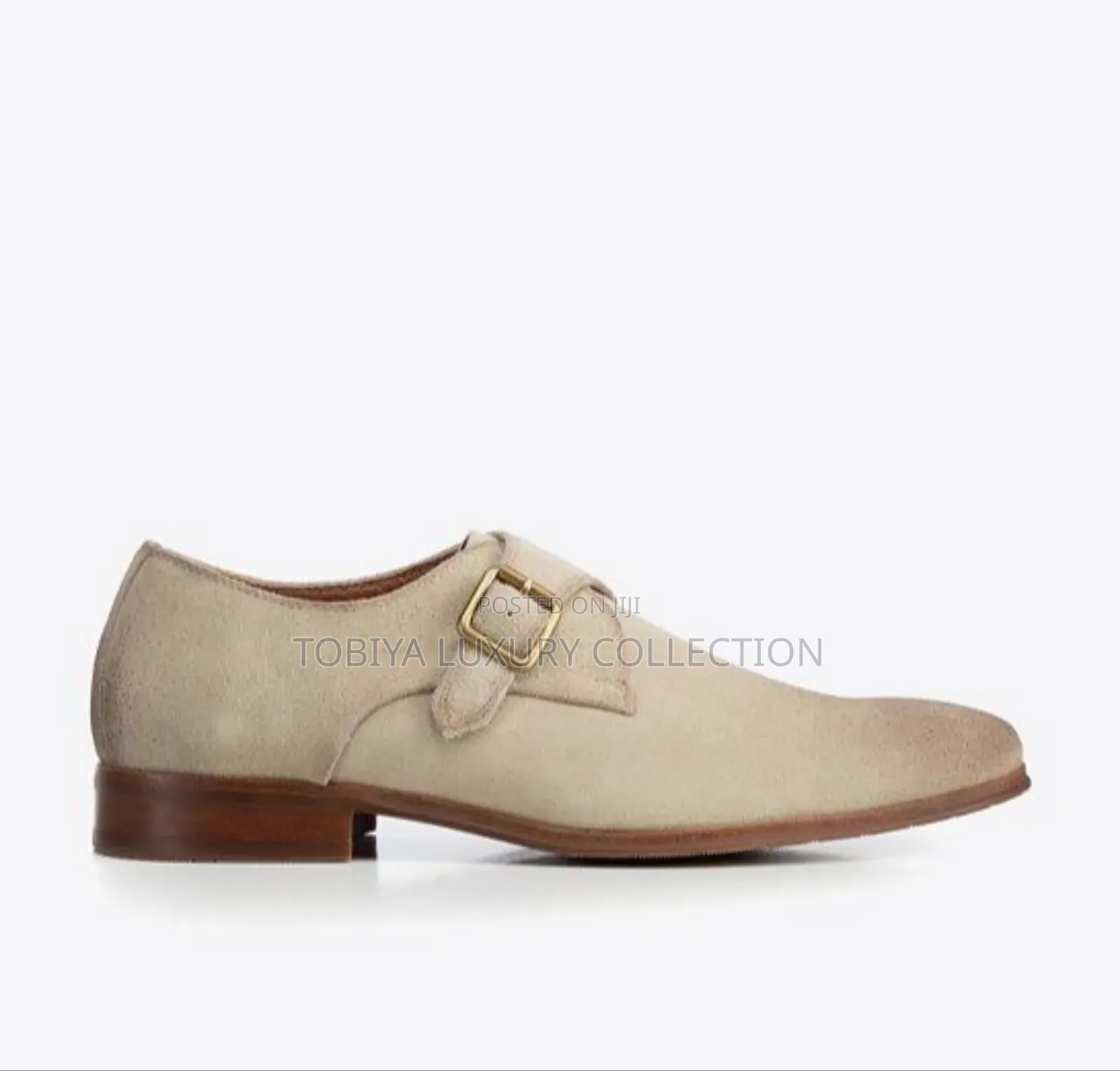 Men's Leather Monk Shoes, Beige Order Yours Now