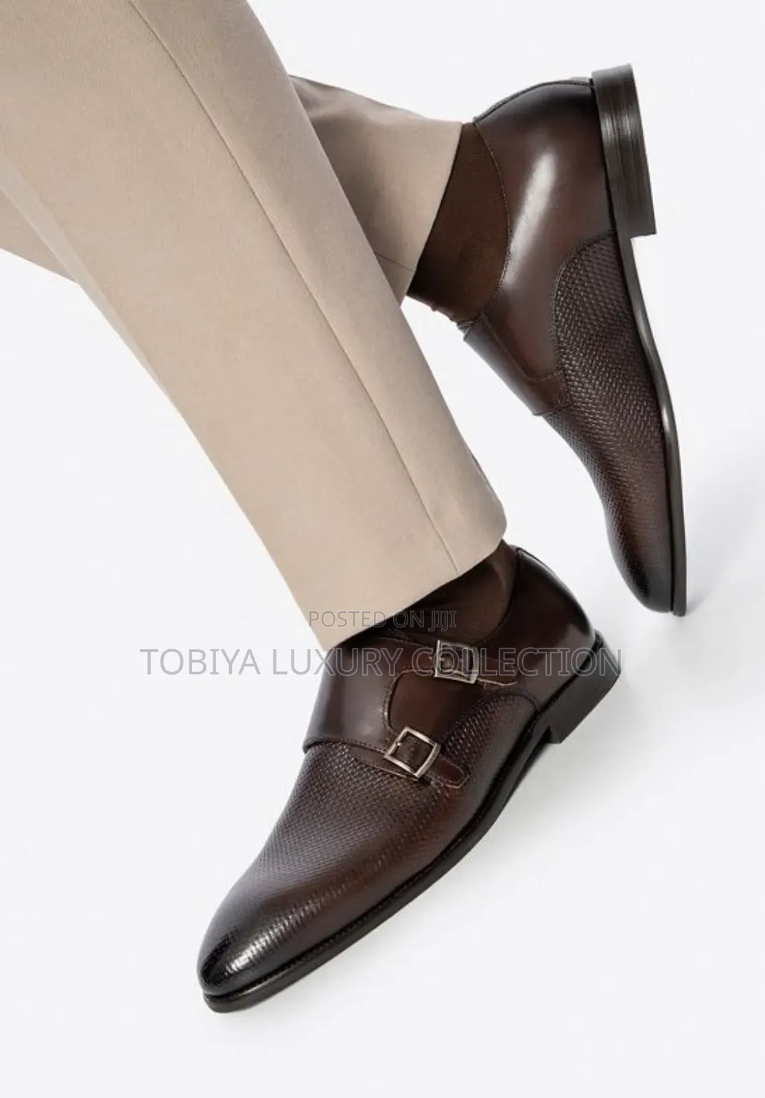 Wittchen Men's Perforated Leather Monk Strap Shoes, Brown Order